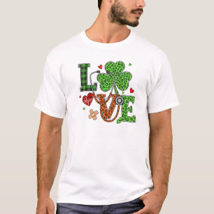 T-shirt : Infirmière Amour St Patrick's Day Stethoscope Ar