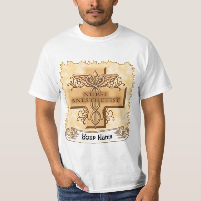 T-shirt Infirmière Anesthetist Caduceus nom personnalisé t (Devant)