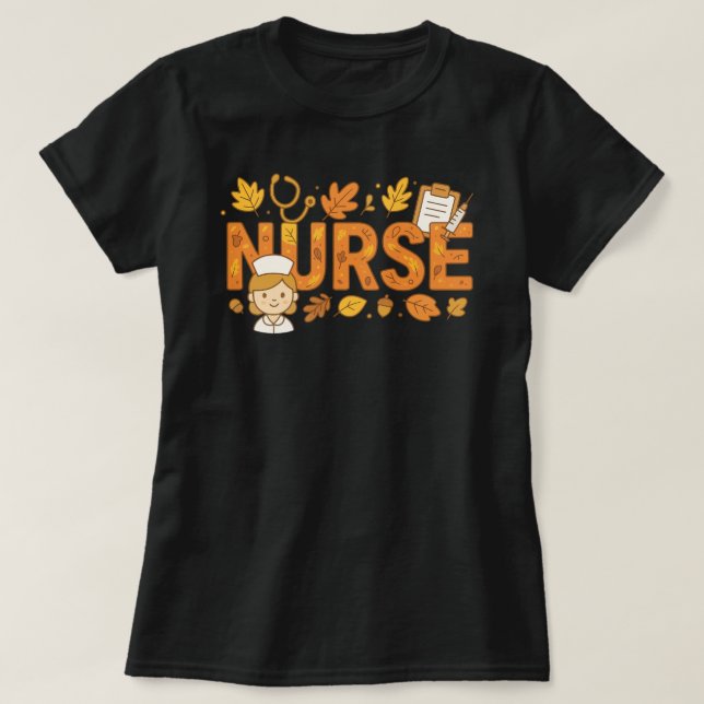 T-shirt Infirmière aux couleurs d'automne (Design devant)