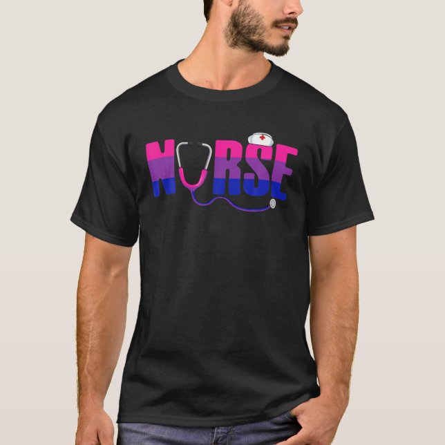 T-shirt Infirmière bisexuelle LGBQ Subtle Bi Pride Drapeau (Devant)