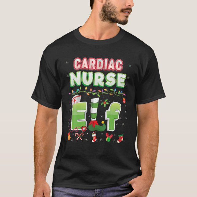 T-shirt Infirmière Cardiac Elf Chandail de Noël Laide Mer (Devant)