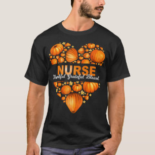 T-shirt Infirmière cardiaque citrouille Automne Merci Grat