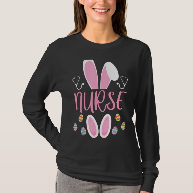 T-shirt Infirmière Chasse aux Oeufs de Pâques Rabbit Rn Jo (Devant)
