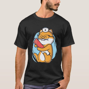 T-shirt Infirmière Chat Avec Seringue Merci Frontline Heal