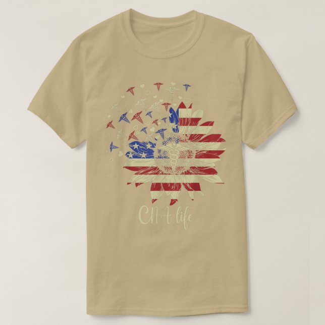 T-shirt Infirmière CNA American Flag Pride Infirmière Sunf (Design devant)