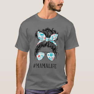 T-shirt Infirmière CNA Mama Life Messy Hair Bun Soins de s