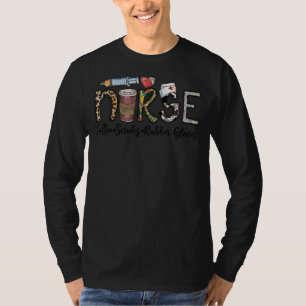 T-shirt Infirmière Coffee Scrubs Gants en caoutchouc Nurse