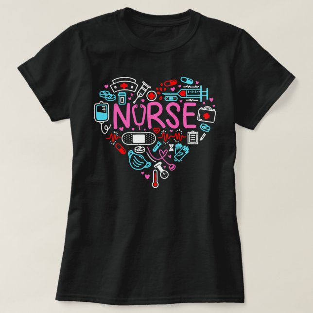 T-shirt Infirmière d'amour Cute Infirmière ER Infirmière d (Design devant)