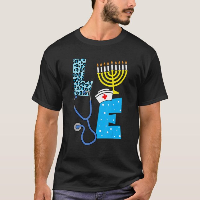 T-shirt Infirmière d'amour Hanoukka Infirmières juives Cha (Devant)
