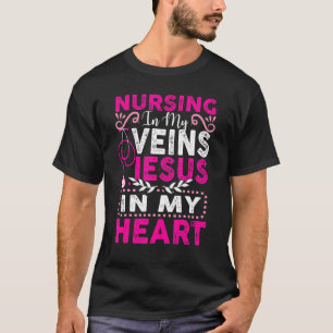 T-shirt Infirmière dans mes veines Coeur Rétro Amour Vinta