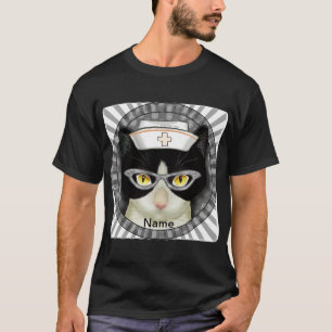 T-shirt infirmière de chat de Tuxedo