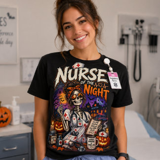 T-shirt Infirmière de la Nuit – Halloween Squelette Infirm
