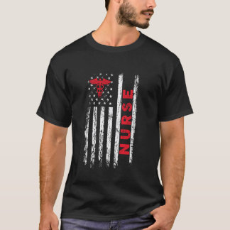 T-shirt Infirmière de l'hôpital médical du drapeau américa