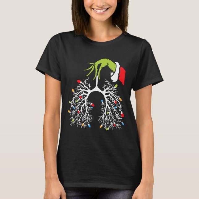 T-shirt Infirmière de Noël Poumon Lumières de Noël Drôle P (Devant)