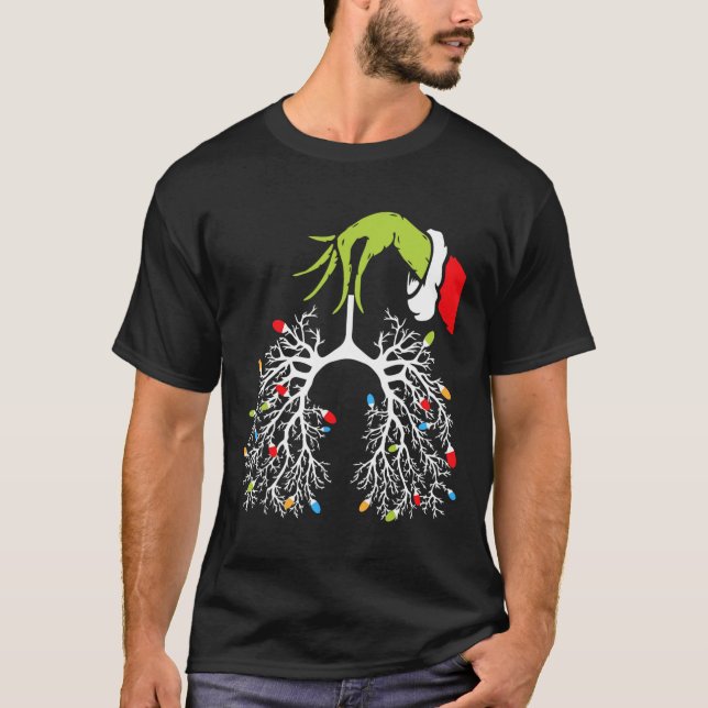 T-shirt Infirmière de Noël Poumon Lumières de Noël Drôle P (Devant)