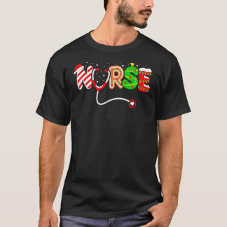 T-shirt Infirmière de Noël Santa Elf RN NICU URGENCES Équi
