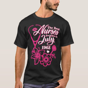 T-shirt Infirmière de stéthoscope Floral Juillet 1965 Anni