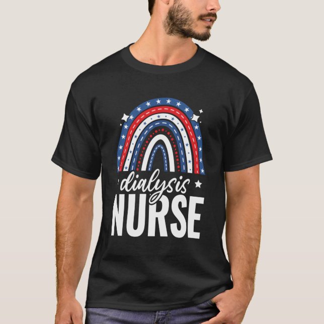 T-shirt Infirmière dialyse arc-en-ciel 4 juillet États-Uni (Devant)