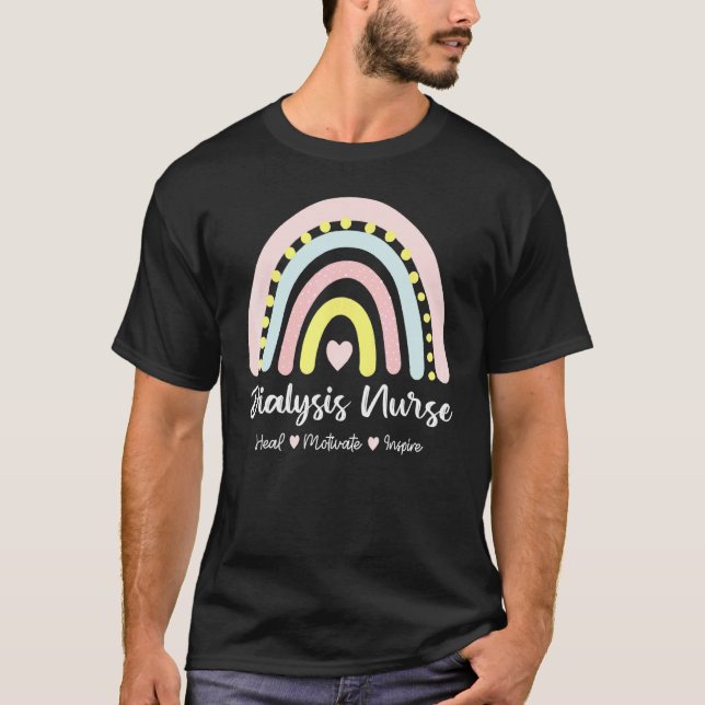T-shirt Infirmière dialyse Heal Motivate Inspirer Boho Rai (Devant)