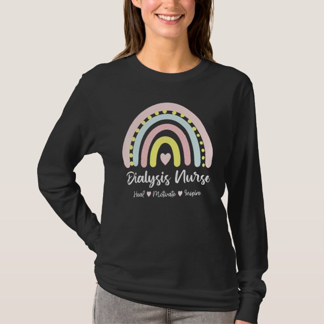 T-shirt Infirmière dialyse Heal Motivate Inspirer Boho Rai (Devant)