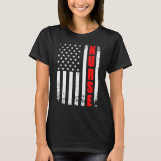 T-shirt Infirmière Drapeau Américain Patriotique Usa Stéth