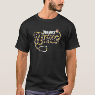 T-shirt Infirmière d'urgence Stethoscope Empreinte de léop