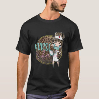 T-shirt Infirmière Empreinte de léopard Vie Infirmière Cli