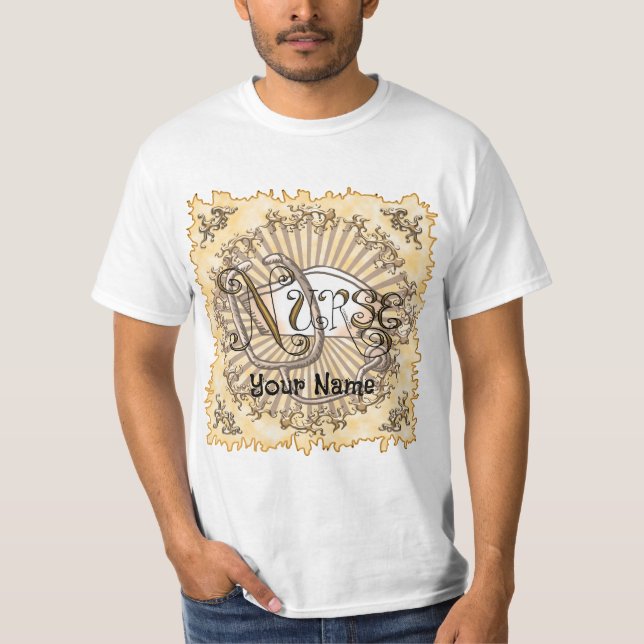 T-shirt infirmière en lettres d'or (Devant)