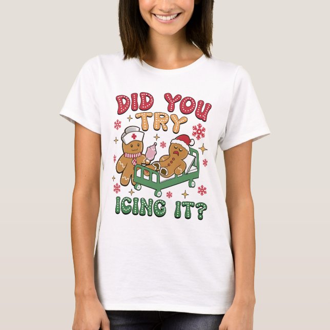 T-shirt Infirmière en pain d'épices drôle Chemise de Noël (Devant)