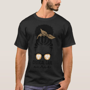 T-shirt Infirmière en soins critiques Afro Messy Bun Inten