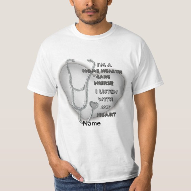 T-shirt Infirmière en soins de santé de coeur gris (Devant)