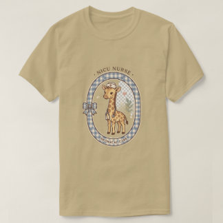 T-shirt Infirmière en USIN Girafe à carreaux Préparé Soins