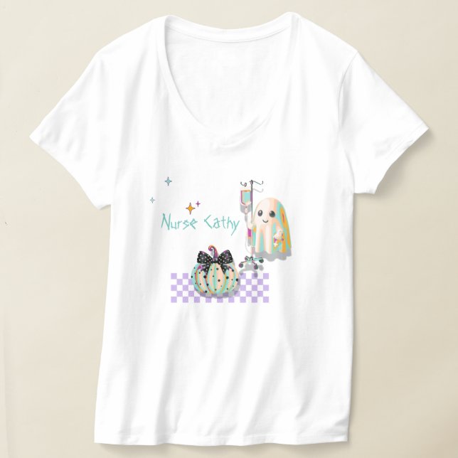 T-shirt infirmière fantôme drôle citation citrouille coque (Poser)