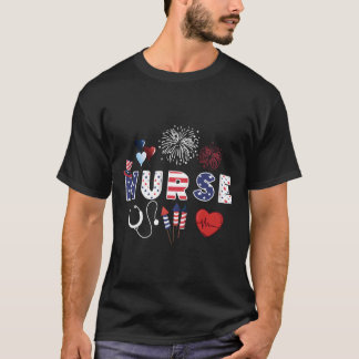 T-shirt Infirmière fière Drapeau États-Unis Stéthoscope In