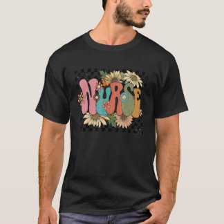 T-shirt Infirmière Fleurs Super Rétro Infirmière