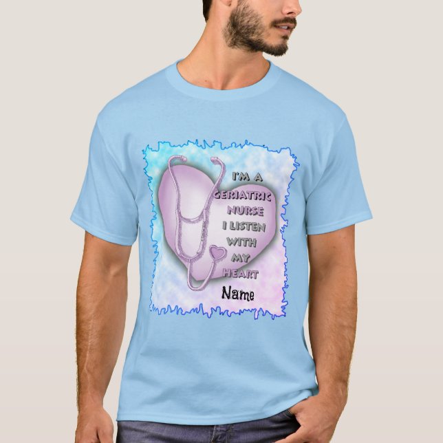 T-shirt Infirmière gériatrique du coeur pourpre (Devant)