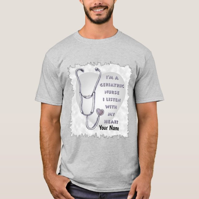 T-shirt Infirmière gériatrique du coeur stéthoscope (Devant)