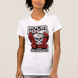T-shirt Infirmière Halloween Crâne Café Focus Vintage T-Sh