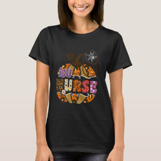 T-shirt Infirmière ICU Halloween Citrouille Leopard soins