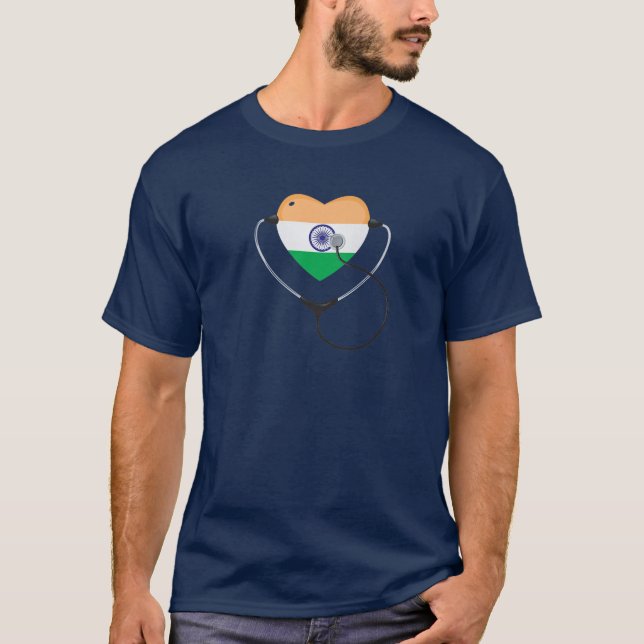 T-shirt Infirmière Indienne Docteur Drapeau National Coule (Devant)