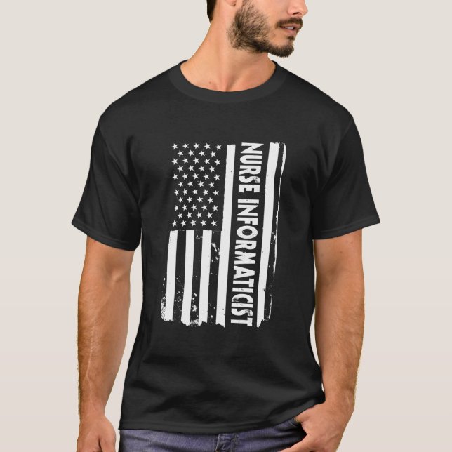 T-shirt Infirmière Infirmière Drapeau Américaine Informati (Devant)