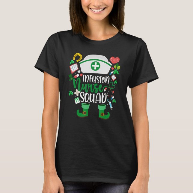 T-shirt Infirmière Infusion Squad Infirmière Leprechaun St (Devant)