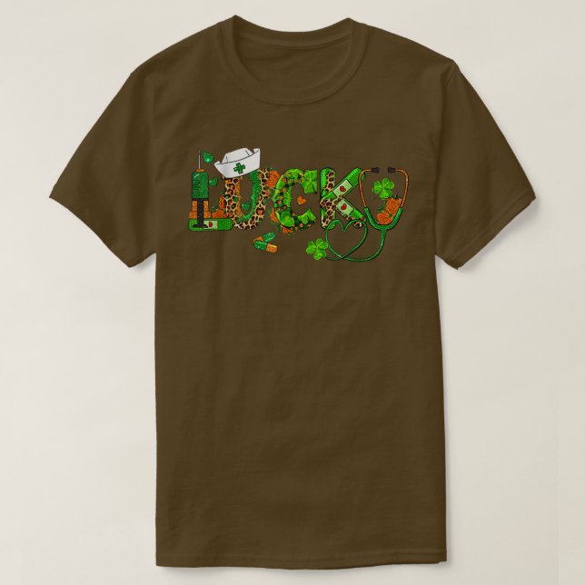 T-shirt Infirmière Jour de la Saint Patrick EKG Shamrock L (Design devant)