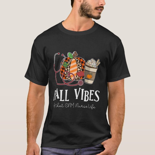 T-shirt Infirmière Leopard Citrouille Automne Vibes Et Que (Devant)