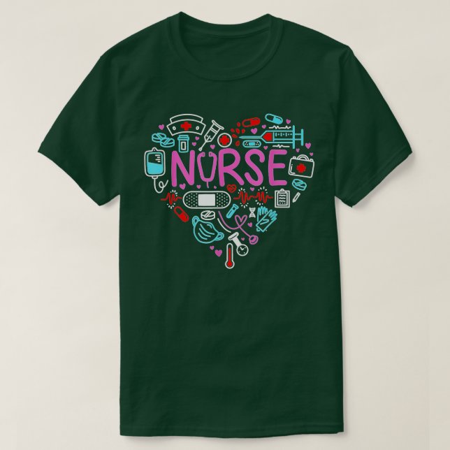 T-shirt Infirmière Love Infirmière Étudiante RN Merci de v (Design devant)