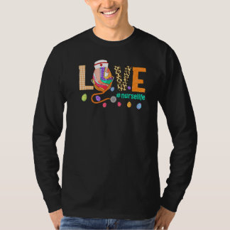 T-shirt Infirmière Love Stethoscope Leopard Plaid OEufs Ch