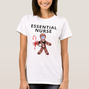 T-shirt Infirmière Noël Masque Visage Vive pain d'épices H