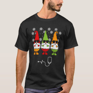 T-shirt Infirmière Noël Mignon Gnome Drôle Cadeaux De Noël