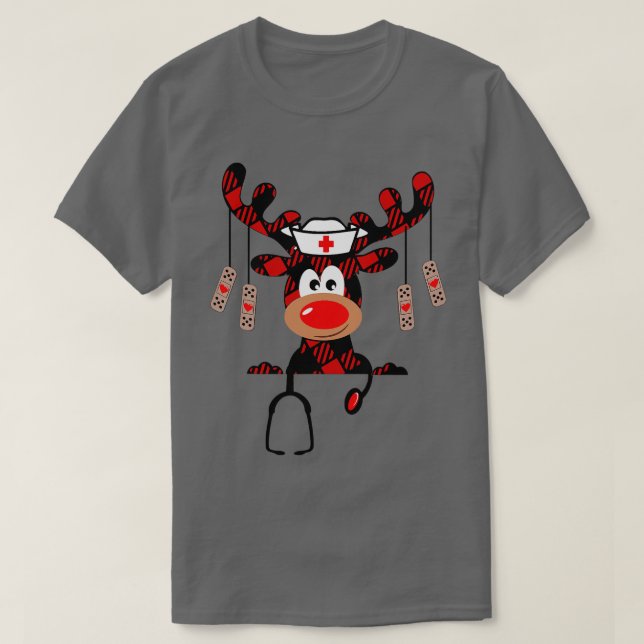 T-shirt Infirmière Noël Reindeer Infirmière Plaid NICU RN  (Design devant)