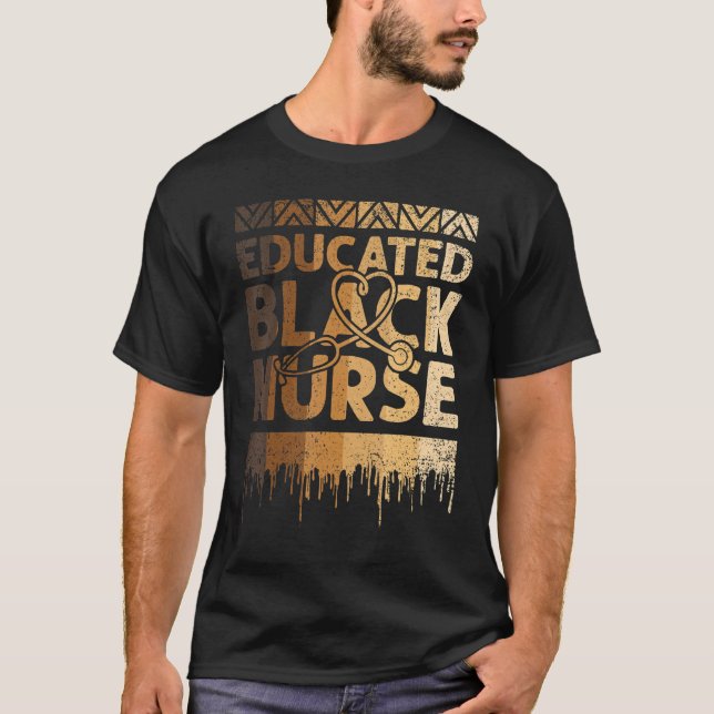 T-shirt Infirmière noire instruite Mois de l'histoire des  (Devant)